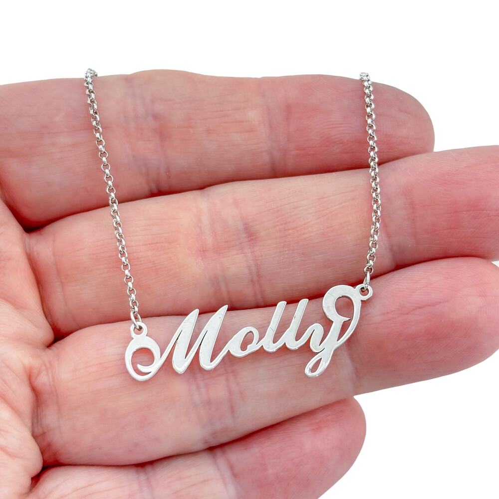 Vintage Sterling Silver 925 Molly Name Necklace 20"